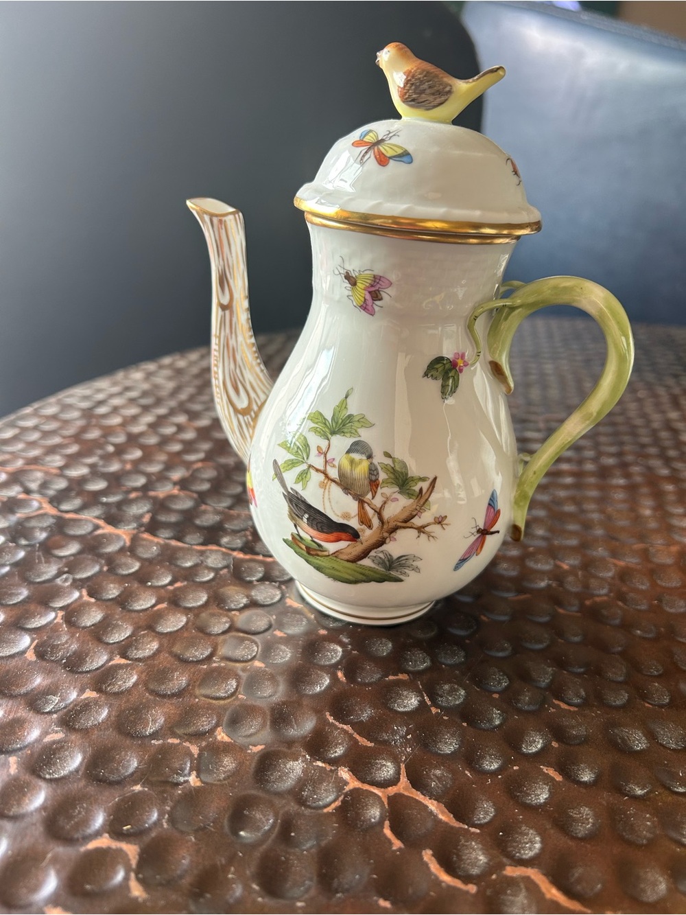Vintage Herend Rothschild Bird china coffee pot. Excellent condition